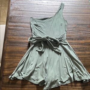 Lulu’s Boutique One-Shoulder Green Romper Dress